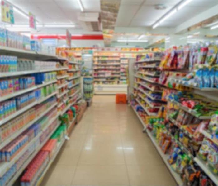 convenience store shelves stocked with items