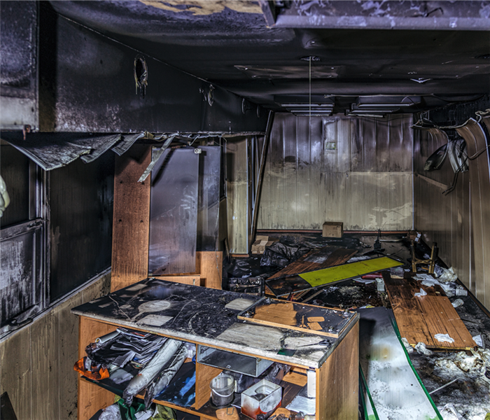 fire damaged room