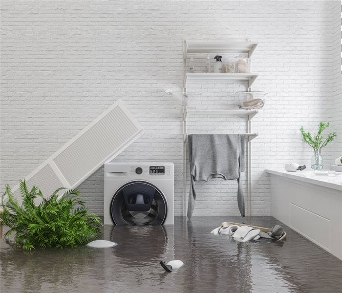 flooded laundry room in a home